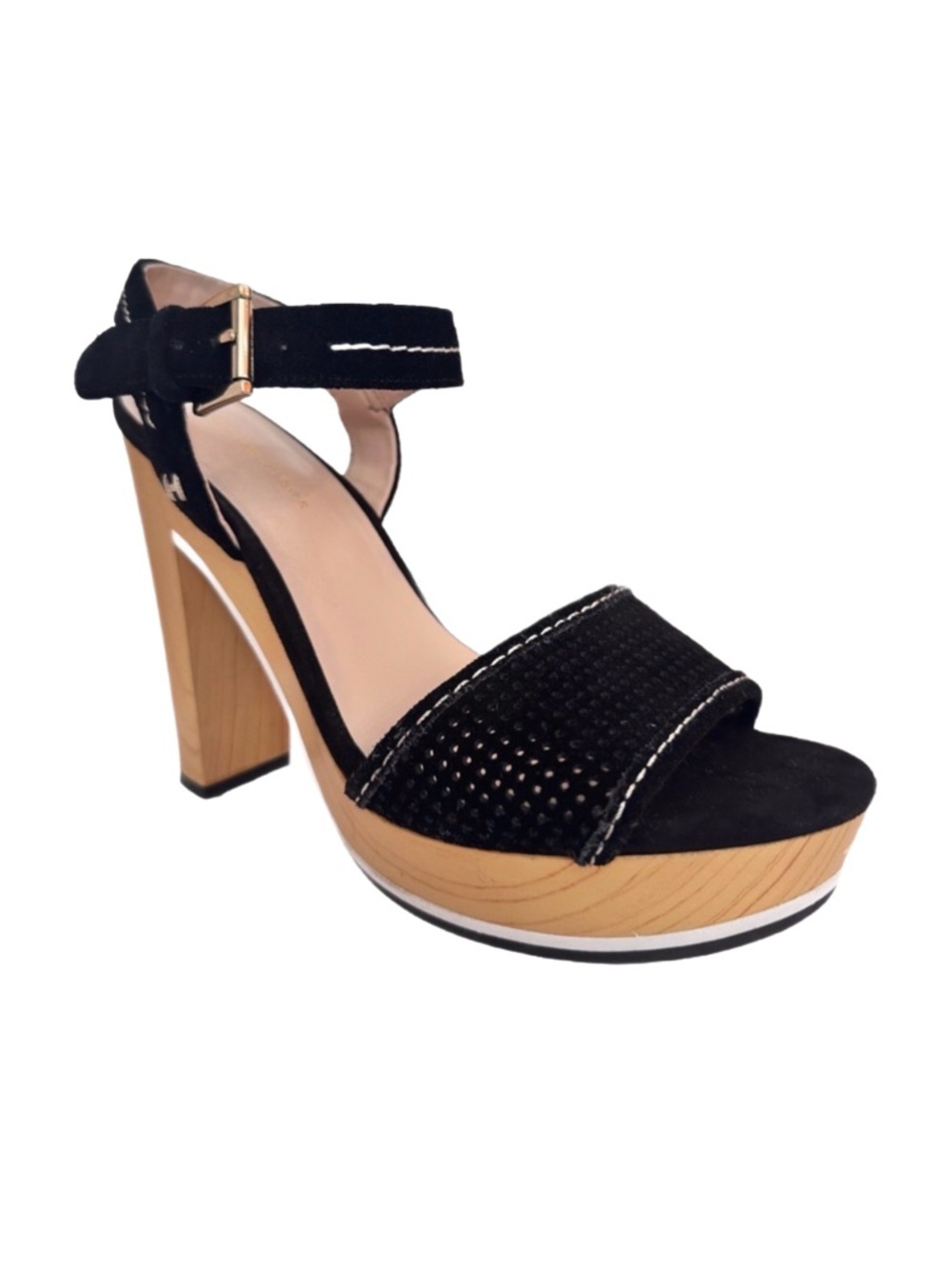 Tommy Hilfiger Black Suede Platform Block Heel Sandals size 8M - Picture 4 of 12